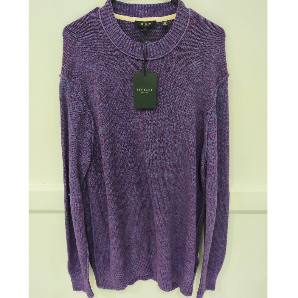 NWT Ted Baker London HEXHAMM Long Sleeve Crewneck Sweater XL Purple $199 3C513